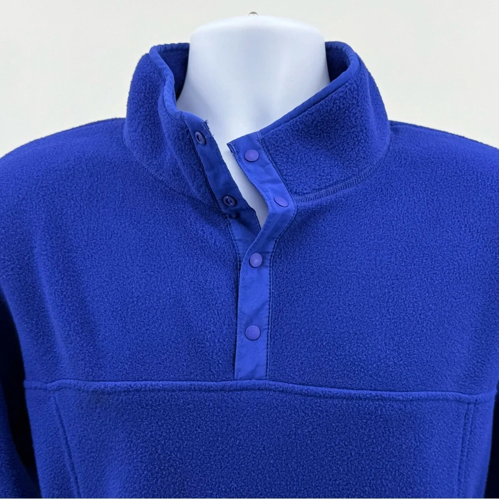 LL Bean Electric Blue 1/4 Snap Up Polartec Fleece‎ Pullover Men's Sz L Reg 0BFC3